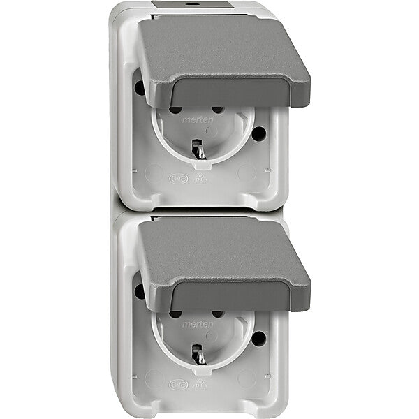 Merten SCHUKO-Doppel-Steckdose lichtgrau MEG2328-8029